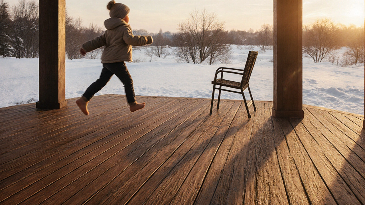 Современный композитный пол в беседке с антискользящей текстурой и естественным цветом дерева.