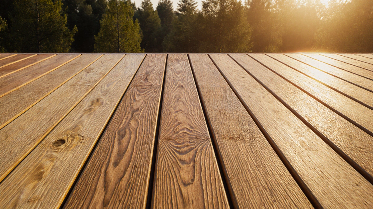 Три образца деревянных досок с разными типами защитных покрытий: масло, лак и пропитка.