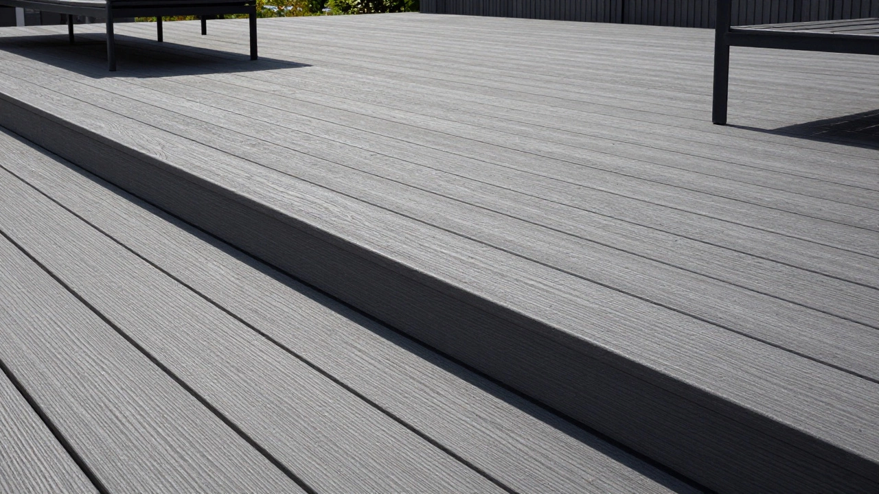 Композитная доска с защитной оболочкой и рифлёной поверхностью на террасе