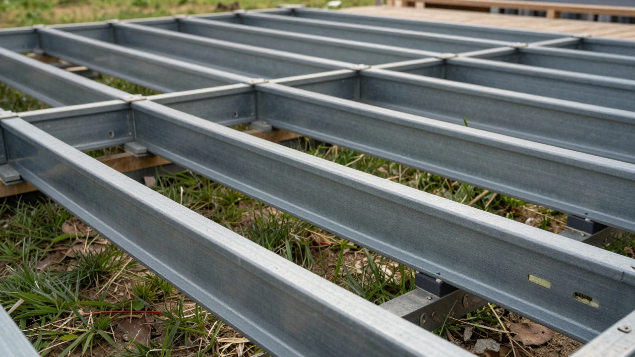 Подложка террасы с металлическими лагами и вентиляционными зазорами