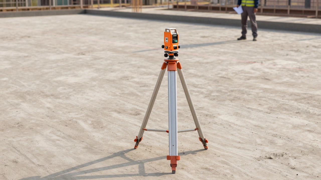 Проверка уклона готовой площадки с помощью лазерного нивелира