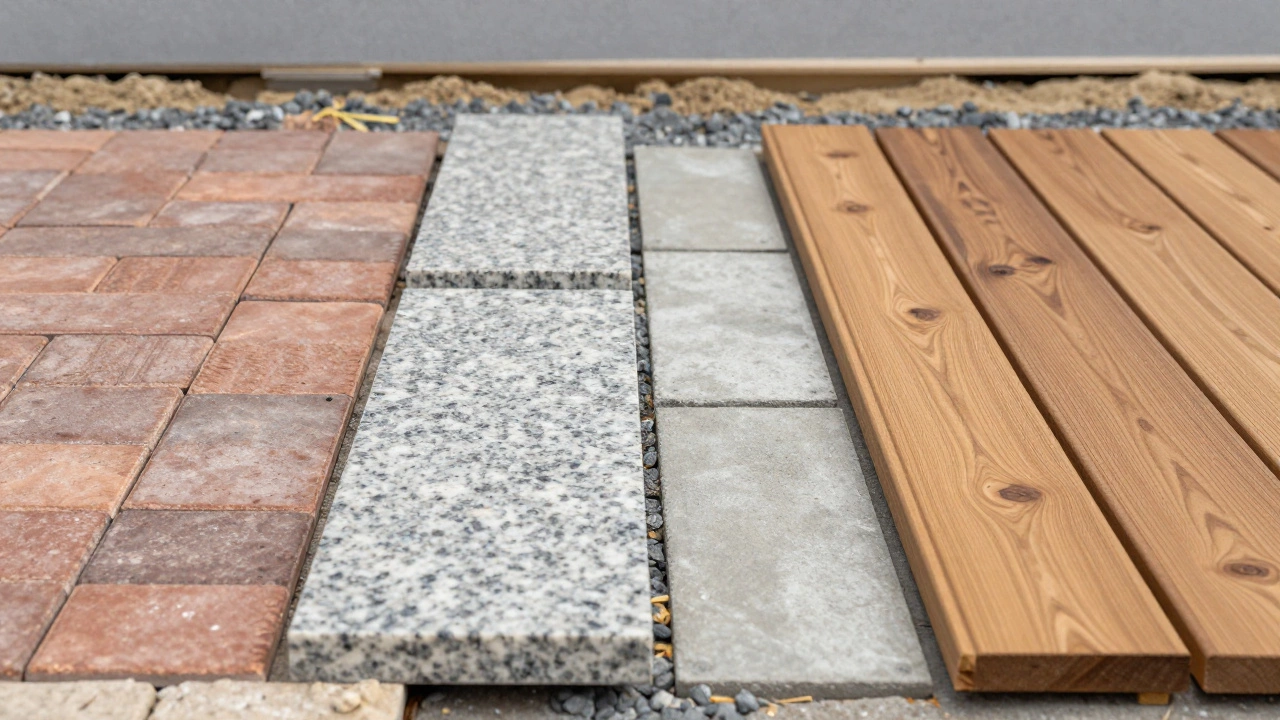 Разные материалы для покрытия патио на площадке