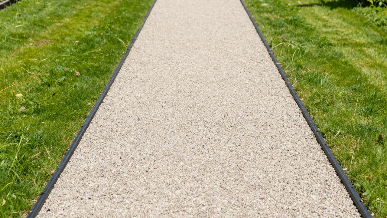 Аккуратная гравийная дорожка в саду с установленными разделительными бордюрами