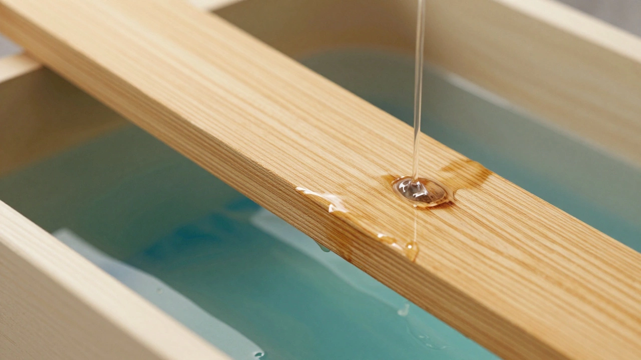 Пропитка сосновой доски в ванне с антисептиком для защиты дерева